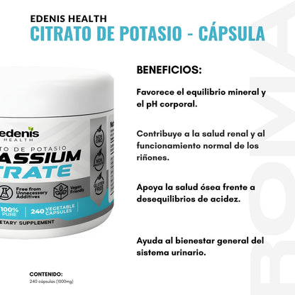 CITRATO DE POTASIO 240 CÁPSULAS EDENIS HEALTH