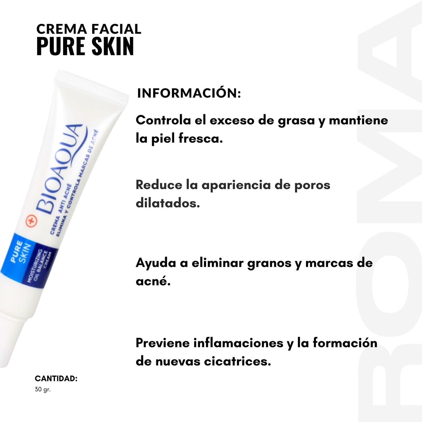 CREMA ANTI ACNÉ BIOAQUA 30G BIOAQUA