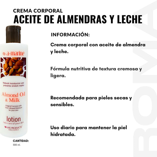 CREMA CORPORAL ACEITE DE ALMENDRAS Y LECHE 500ML