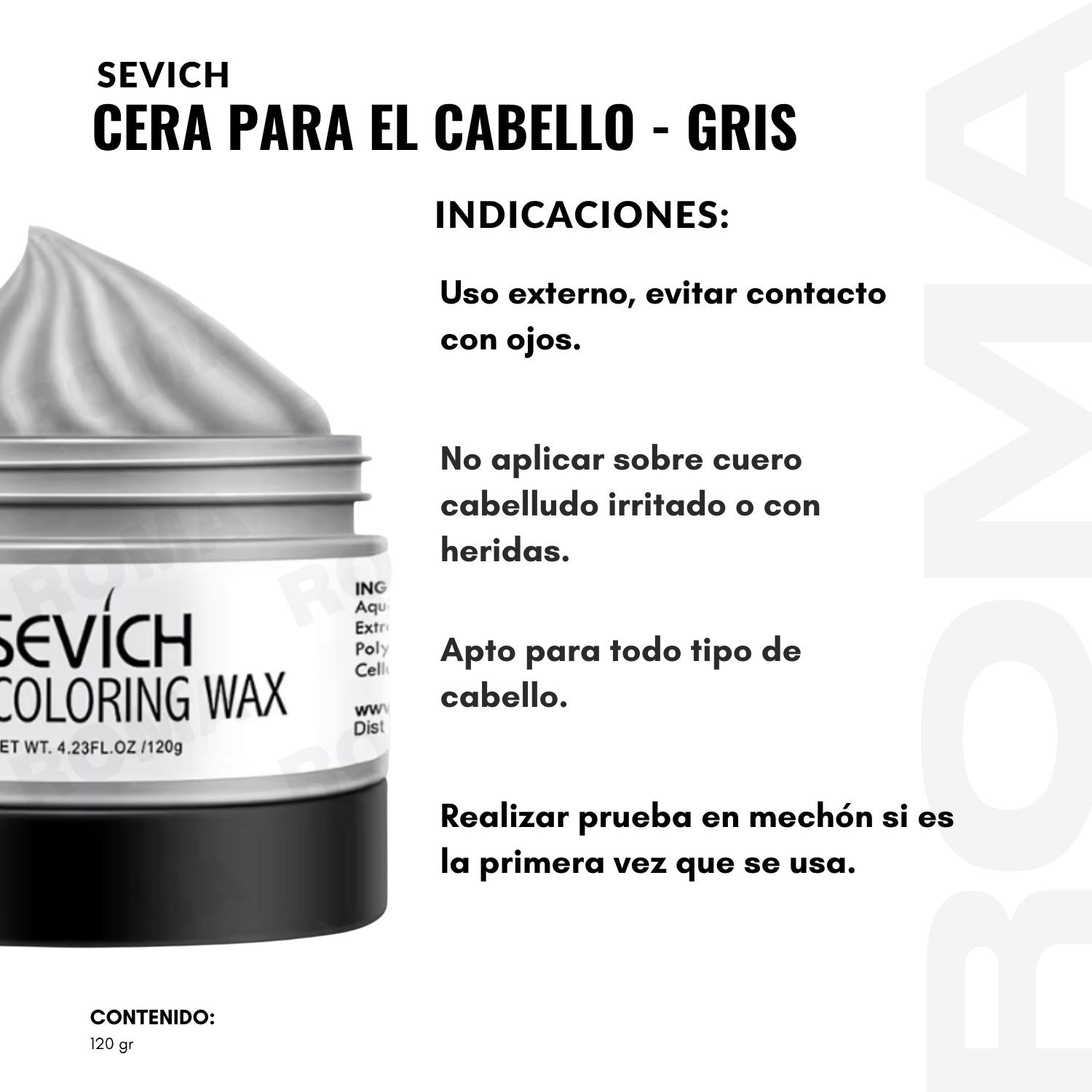 CERA PARA EL CABELLO DE COLORES SEVICH 120GR – GRIS