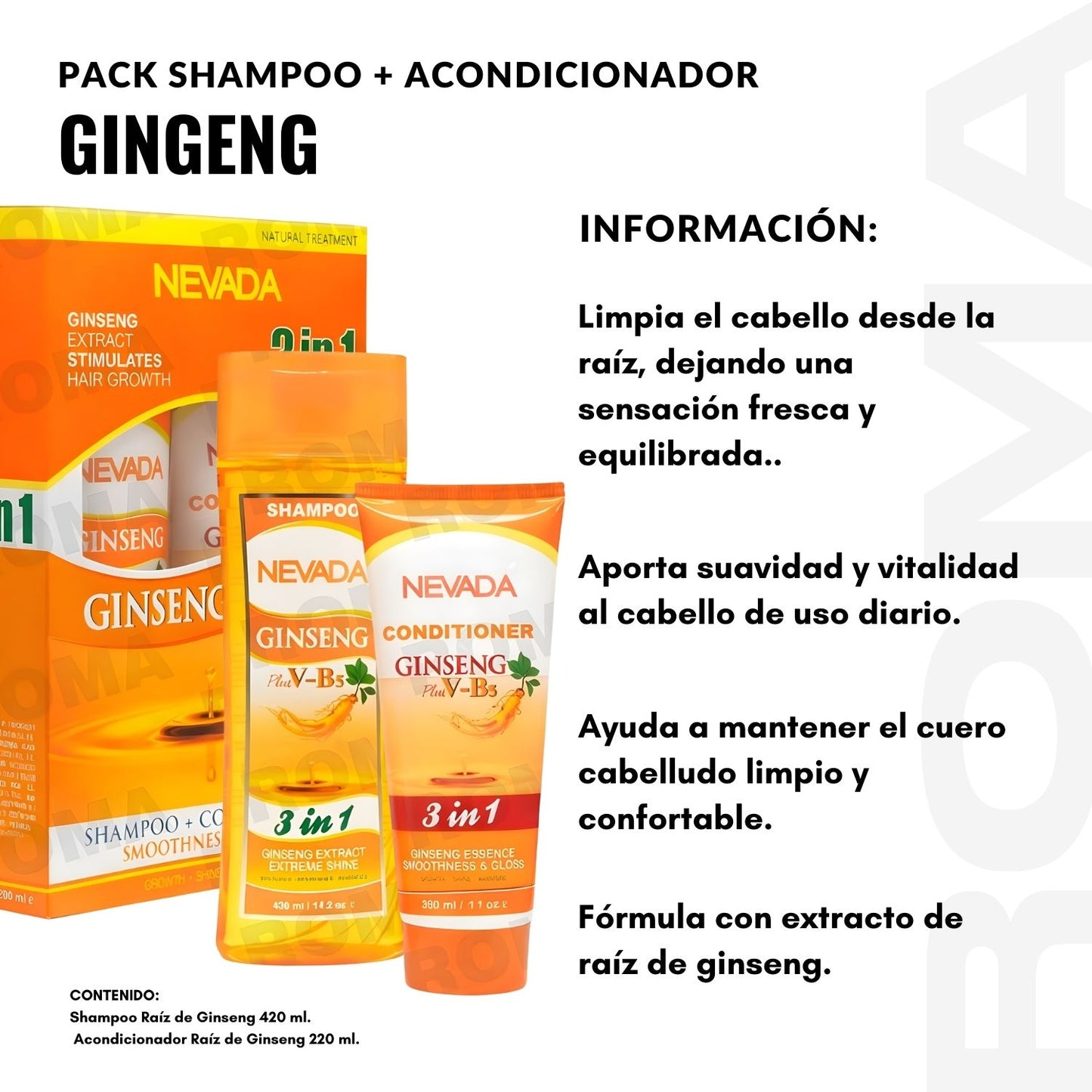 GINSENG SHAMPOO + ACONDICIONADOR