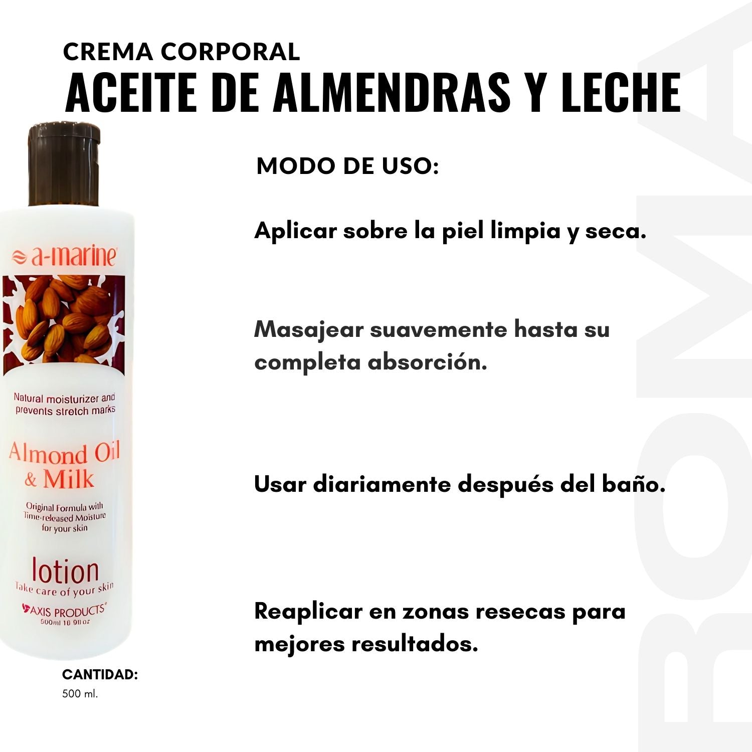 CREMA CORPORAL ACEITE DE ALMENDRAS Y LECHE 500ML