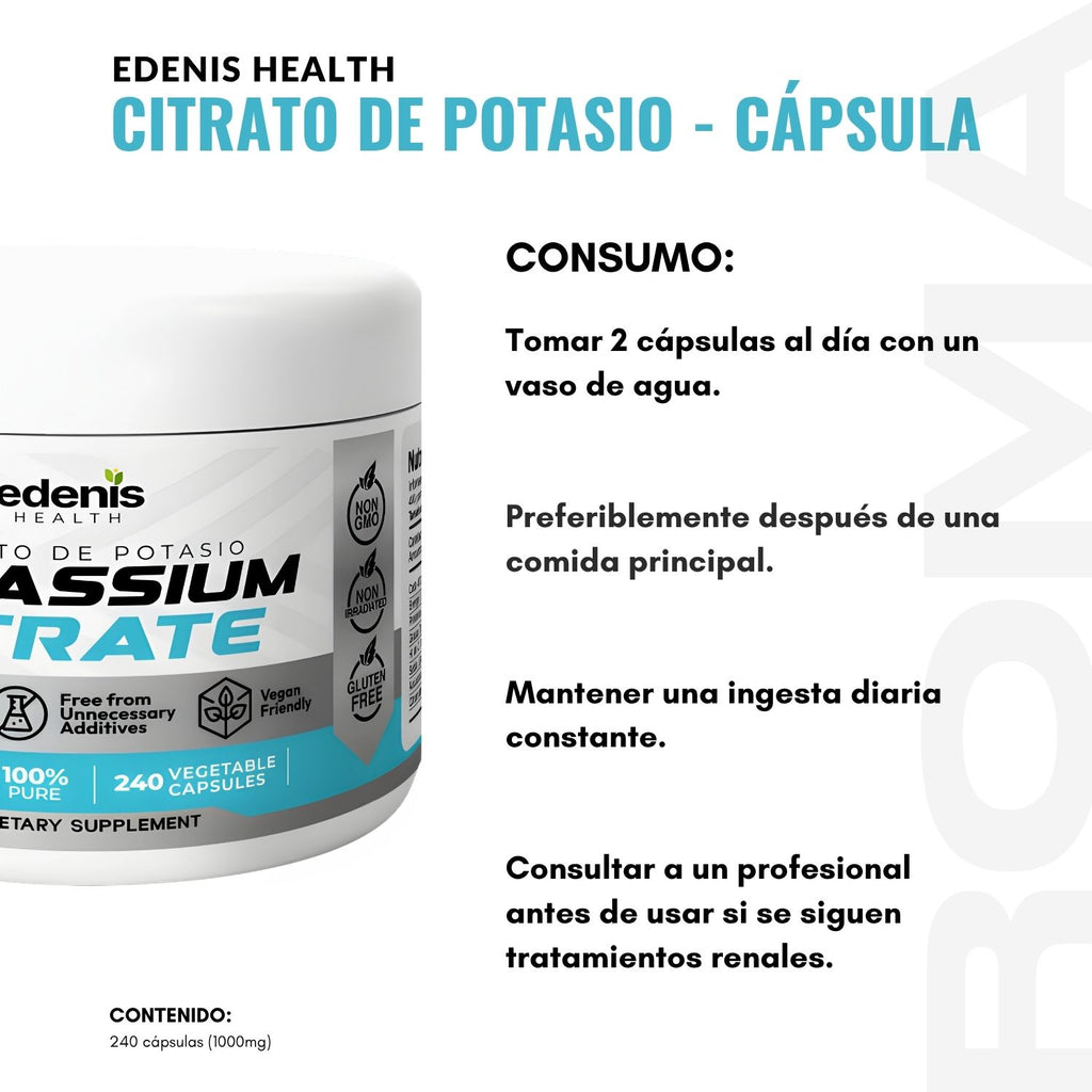 CITRATO DE POTASIO 240 CÁPSULAS EDENIS HEALTH