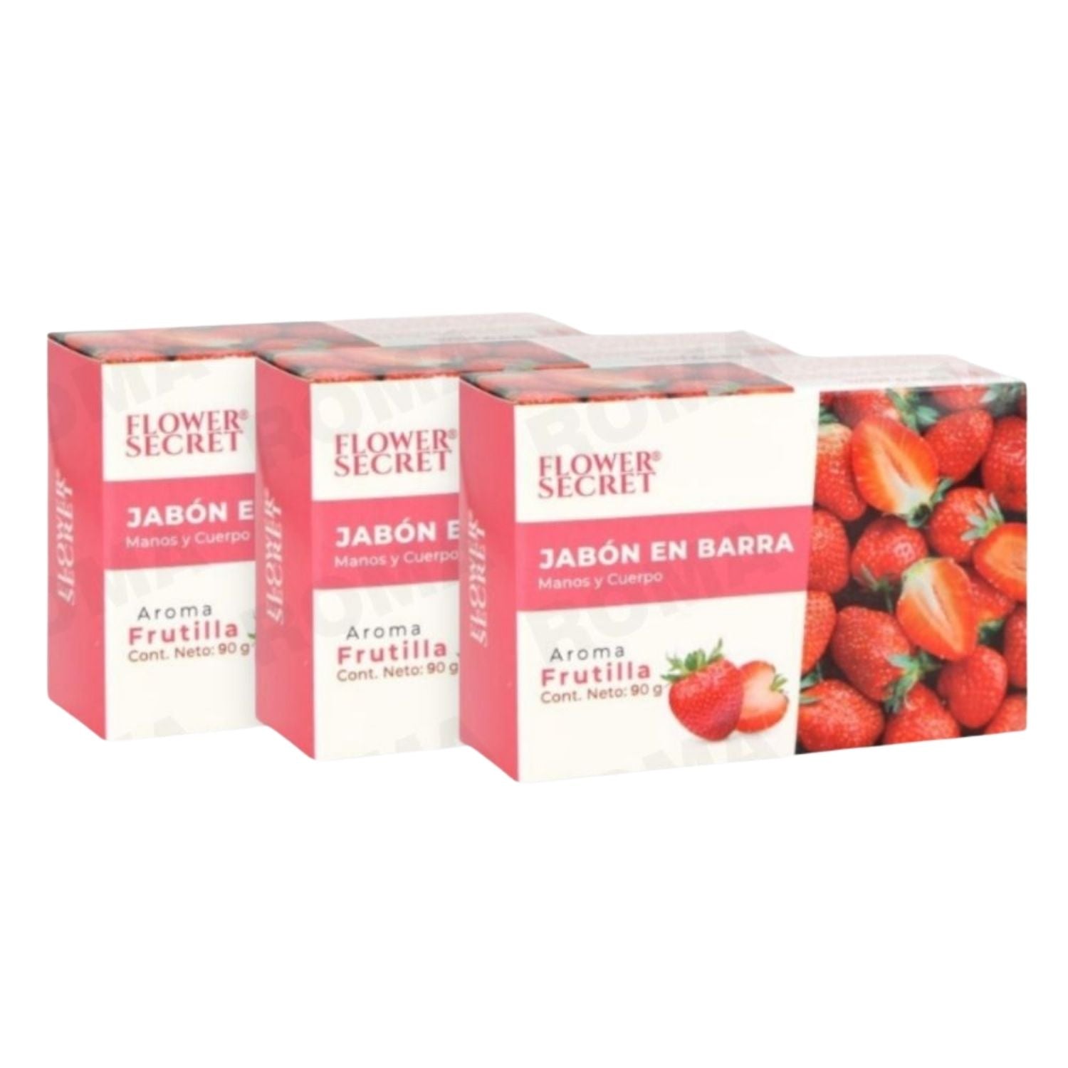 JABÓN EN BARRA AROMA FRUTILLA 90G FLOWER SECRET
