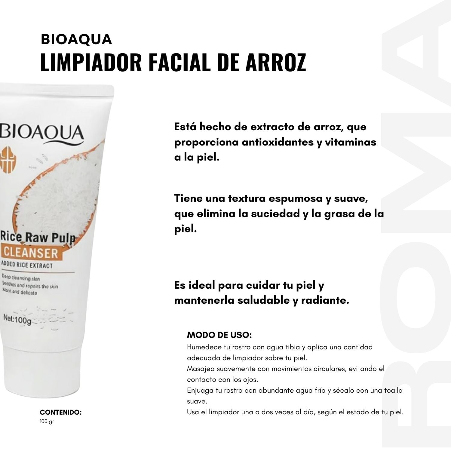 LIMPIADOR FACIAL DE ARROZ BIOAQUA 100G