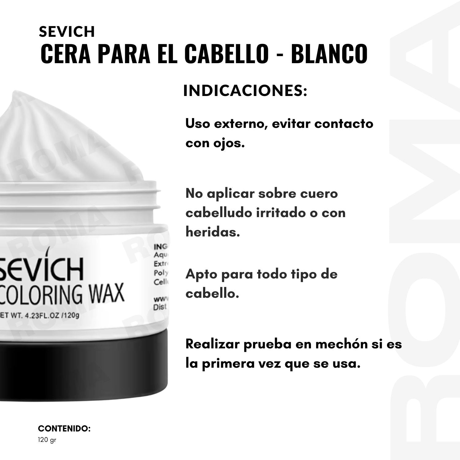 CERA PARA EL CABELLO DE COLORES SEVICH 120GR – BLANCO