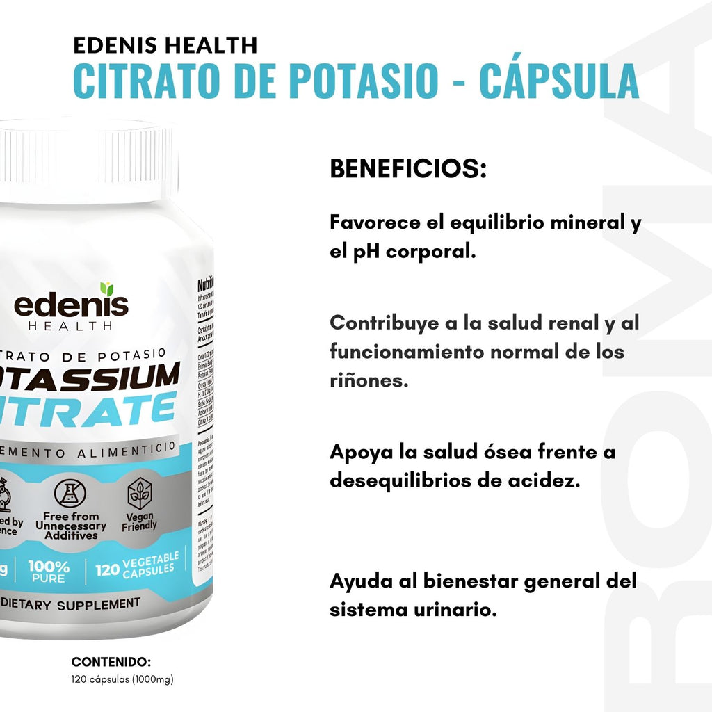 CITRATO DE POTASIO 120 CÁPSULAS EDENIS HEALTH