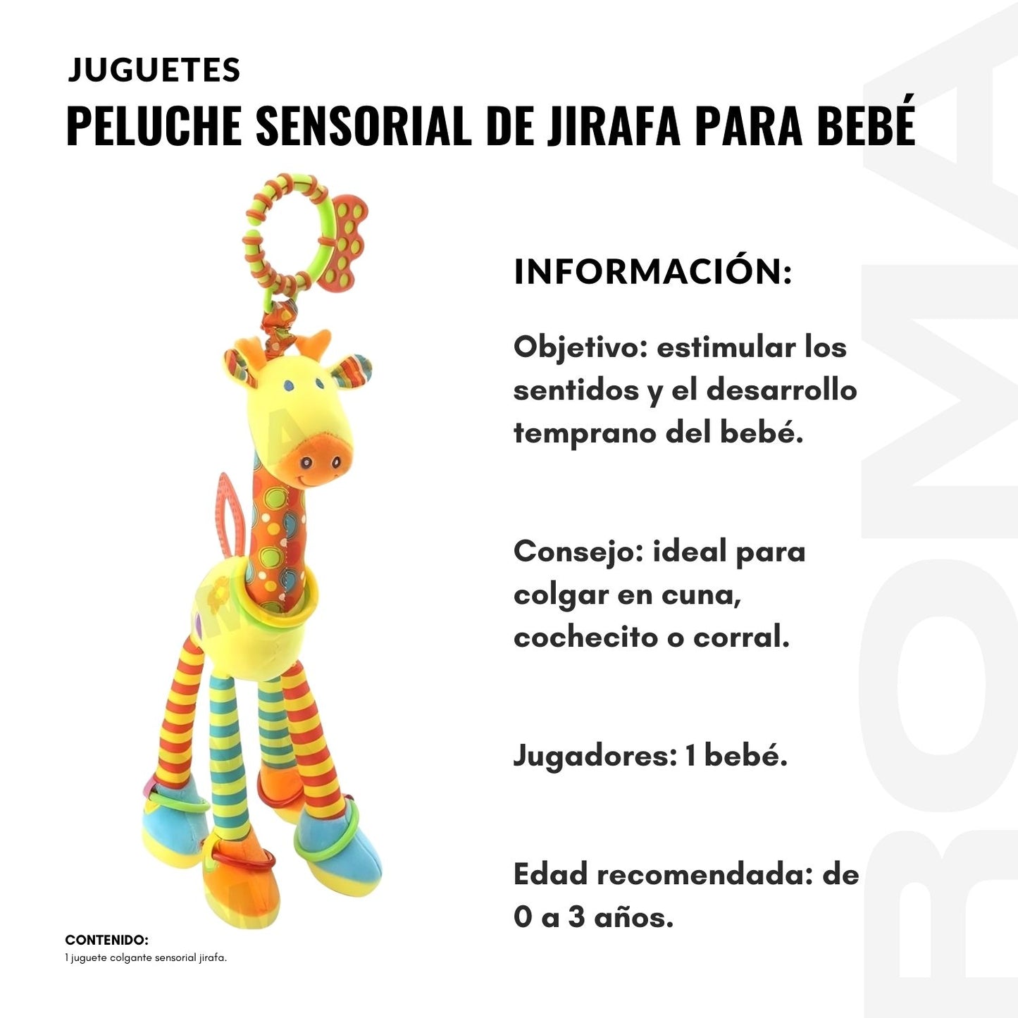 PELUCHE SENSORIAL DE JIRAFA PARA BEBÉ