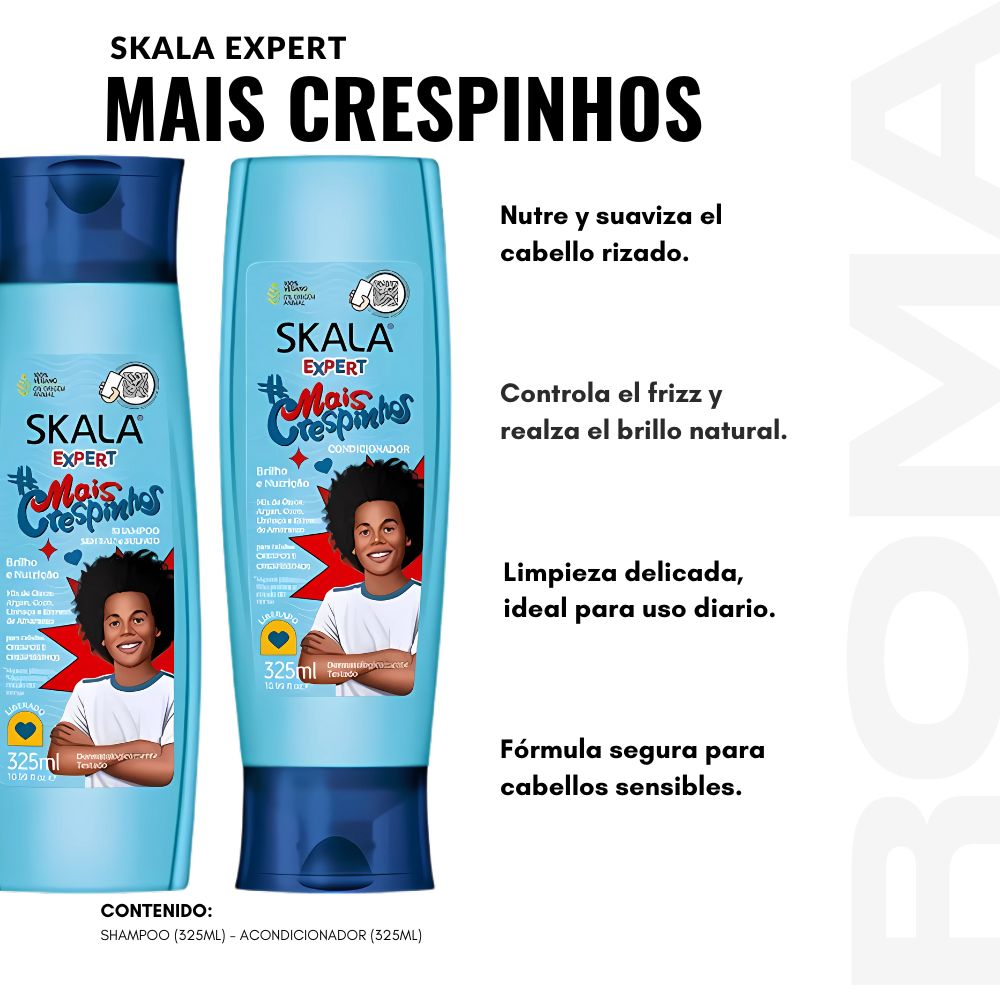 SHAMPOO + ACONDICIONADOR MAIS CRESPINHOS KIDS SKALA EXPERT 325ML