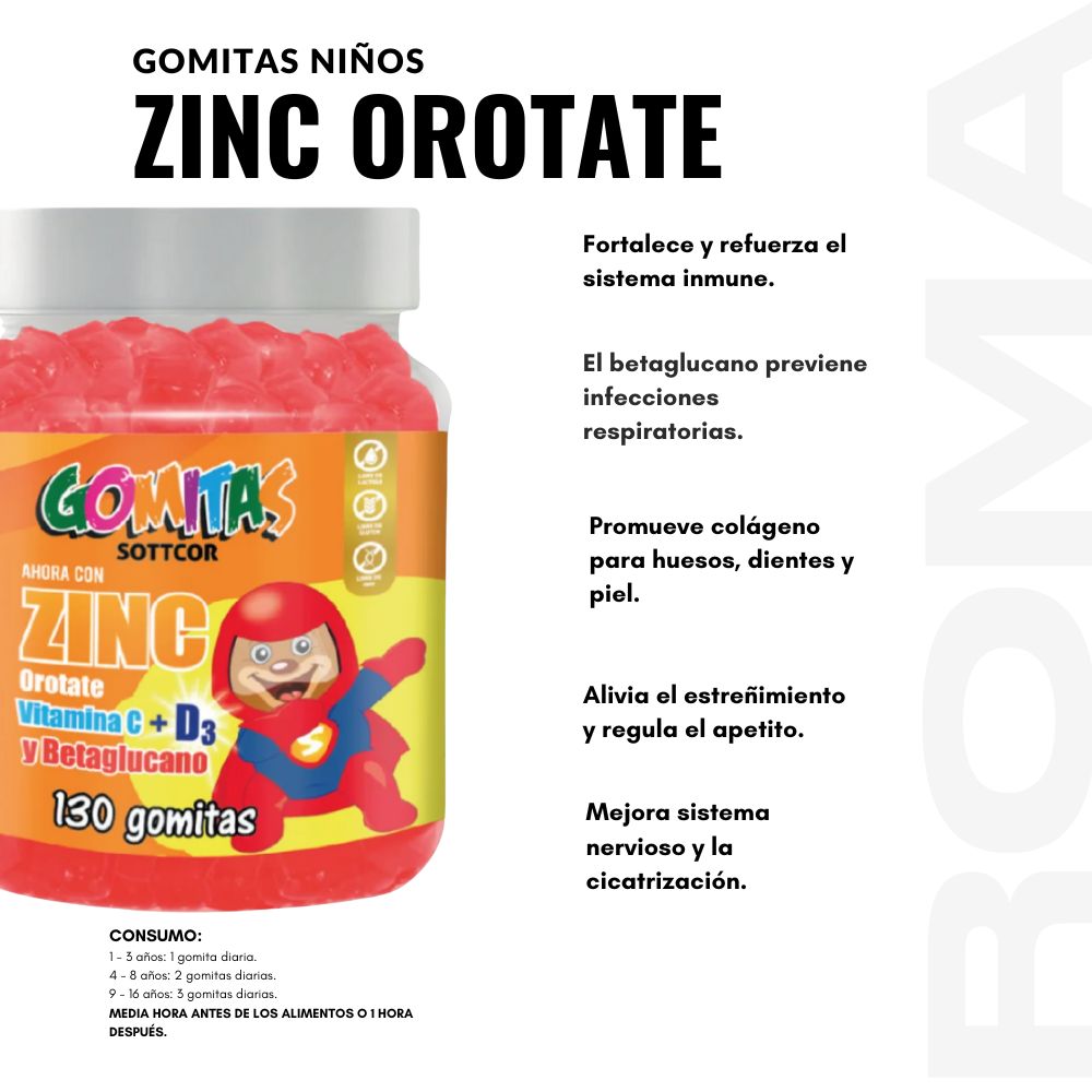 GOMITAS ZINC OROTATE NIÑOS 130UND