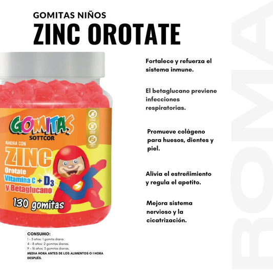 GOMITAS ZINC OROTATE NIÑOS 130UND