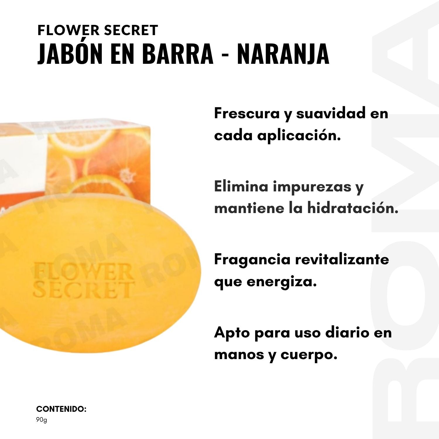 JABÓN EN BARRA AROMA NARANJA 90G FLOWER SECRET