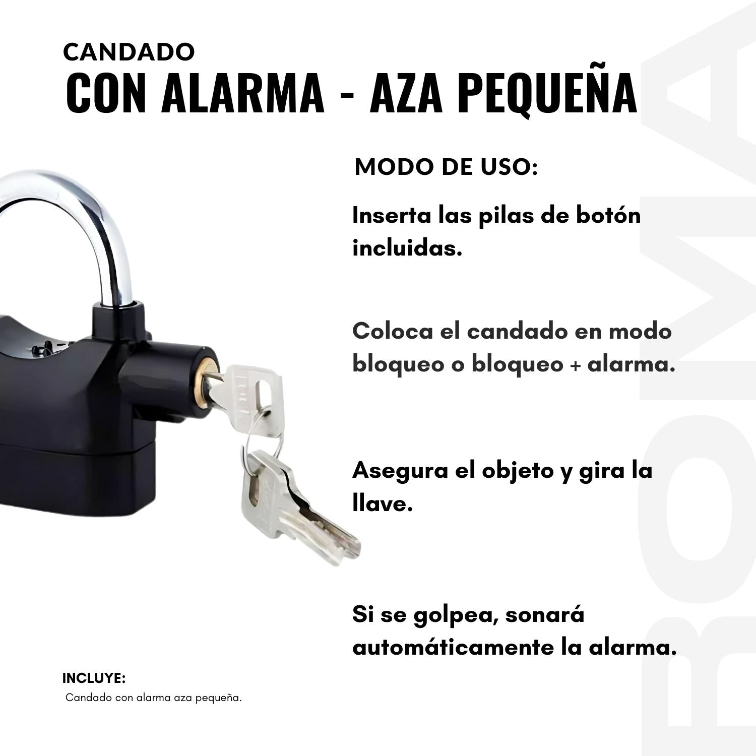 CANDADO CON ALARMA - AZA PEQUEÑA