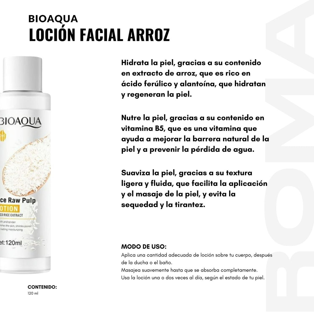 LOCIÓN FACIAL ARROZ BIOAQUA 120ML