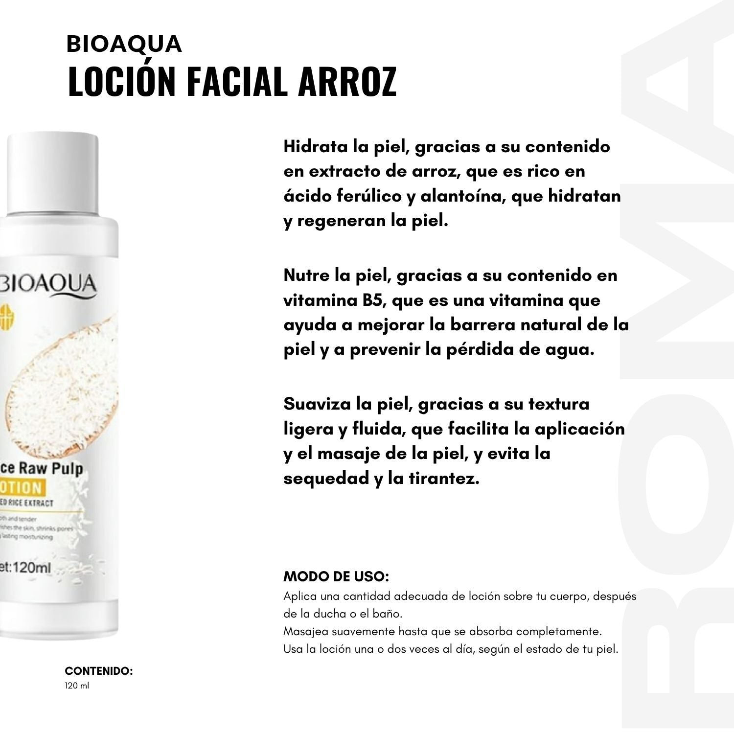 LOCIÓN FACIAL ARROZ BIOAQUA 120ML