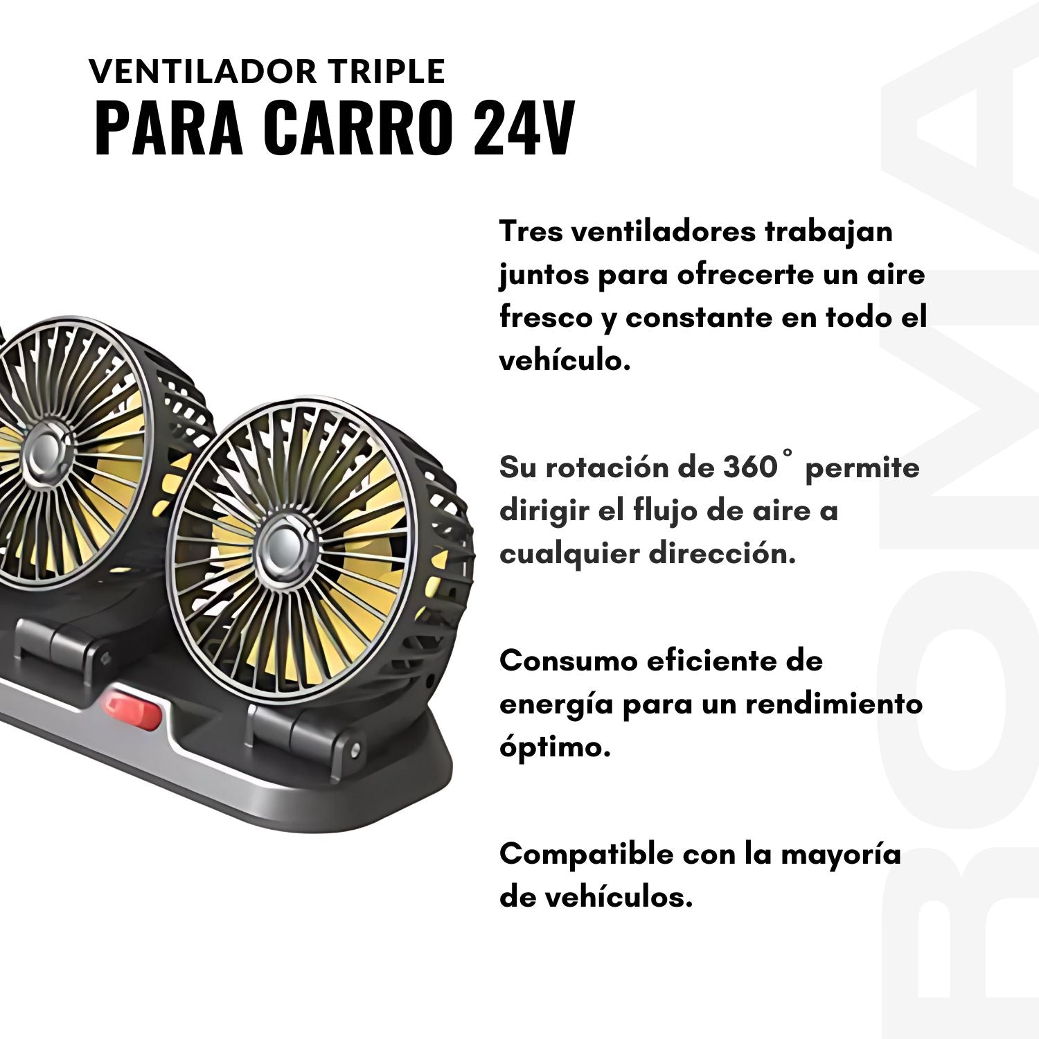 VENTILADOR TRIPLE PARA CARRO 24V
