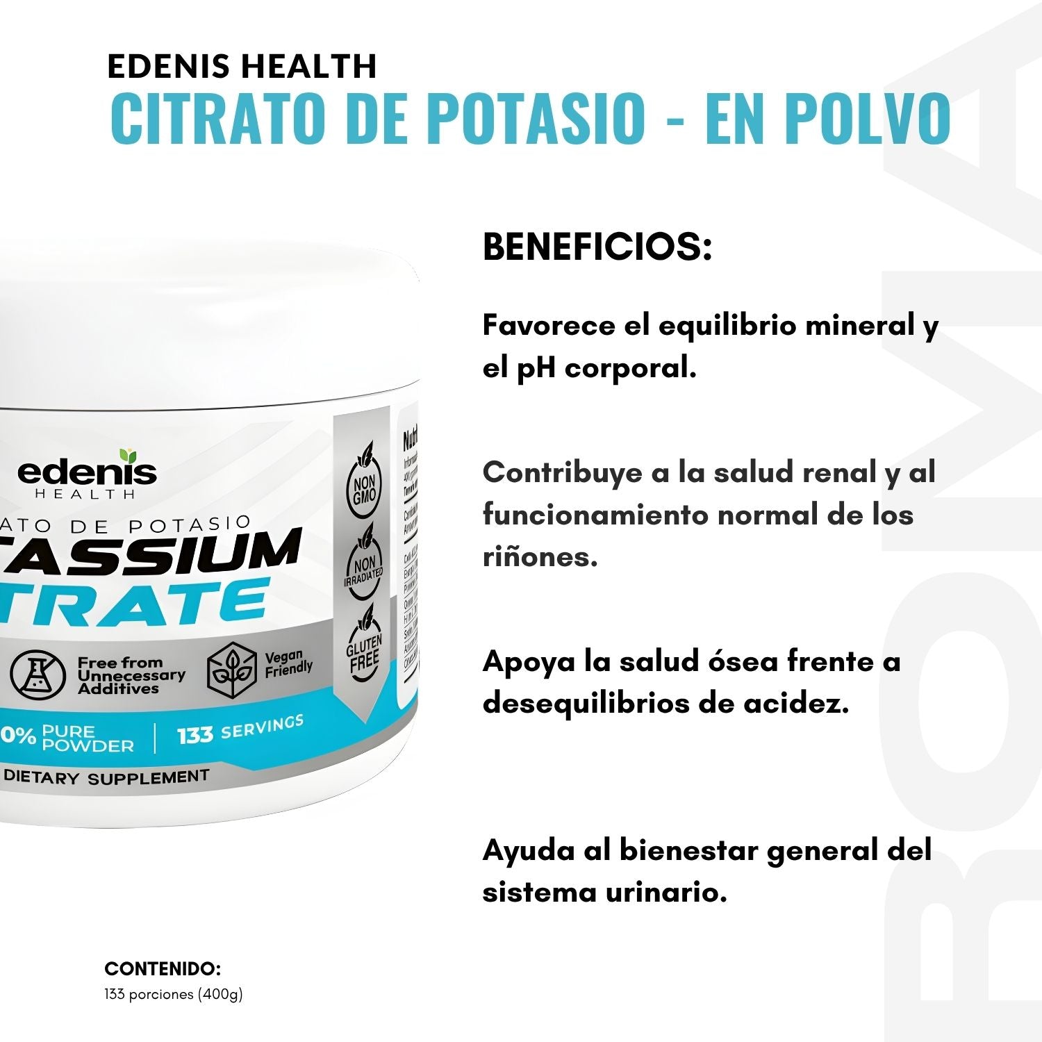CITRATO DE POTASIO 400G EN POLVO EDENIS HEALTH