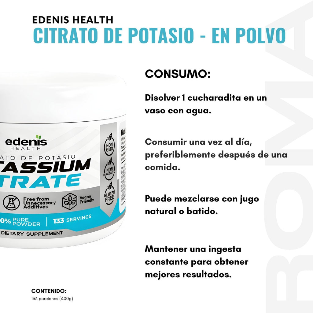 CITRATO DE POTASIO 400G EN POLVO EDENIS HEALTH