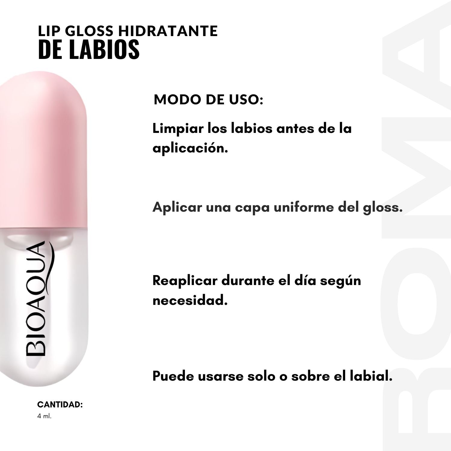 LIP GLOSS HIDRATANTE DE LABIOS 4ML BIOAQUA