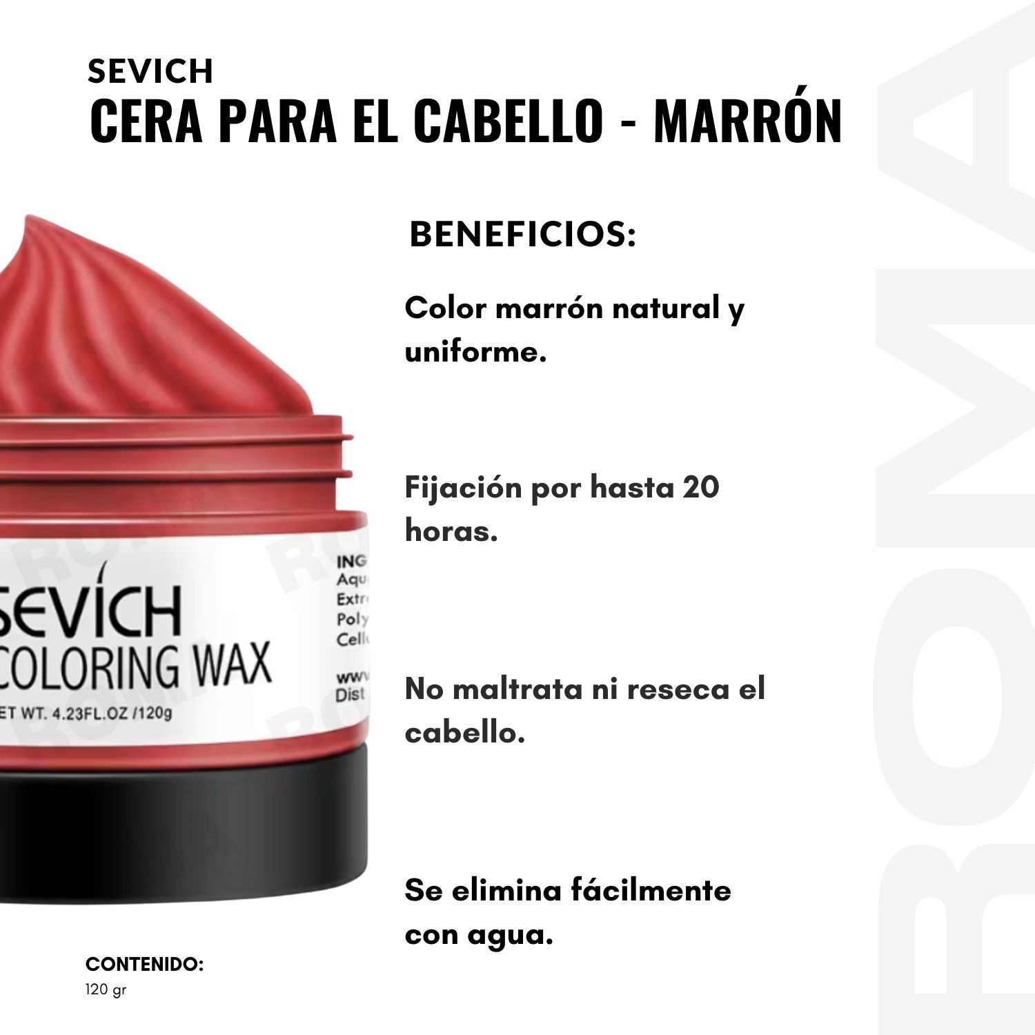 CERA PARA EL CABELLO DE COLORES SEVICH 120GR – MARRÓN
