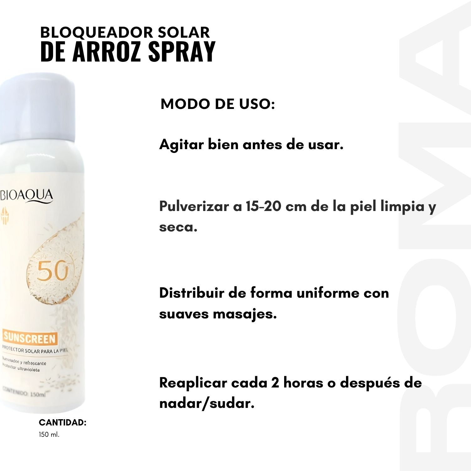 BLOQUEADOR SOLAR DE ARROZ SPRAY 150ML BIOAQUA
