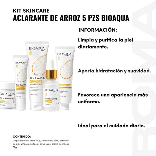 KIT ACLARANTE DE ARROZ 5PZS BIOAQUA