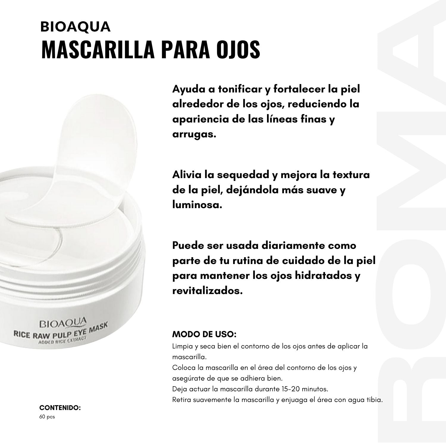 MASCARILLA PARA OJOS BIOAQUA 60 PCS