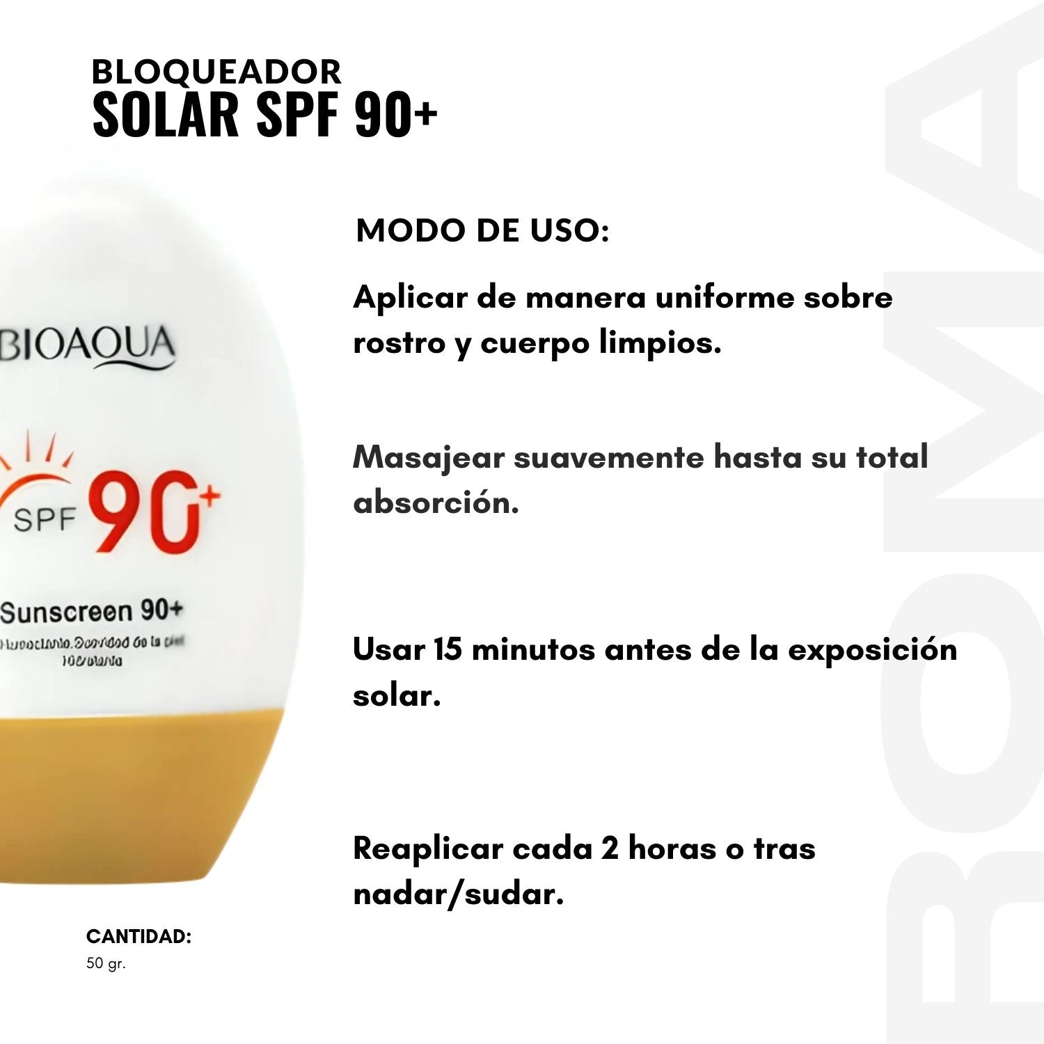 BLOQUEADOR SOLAR SPF90+ 50G BIOAQUA