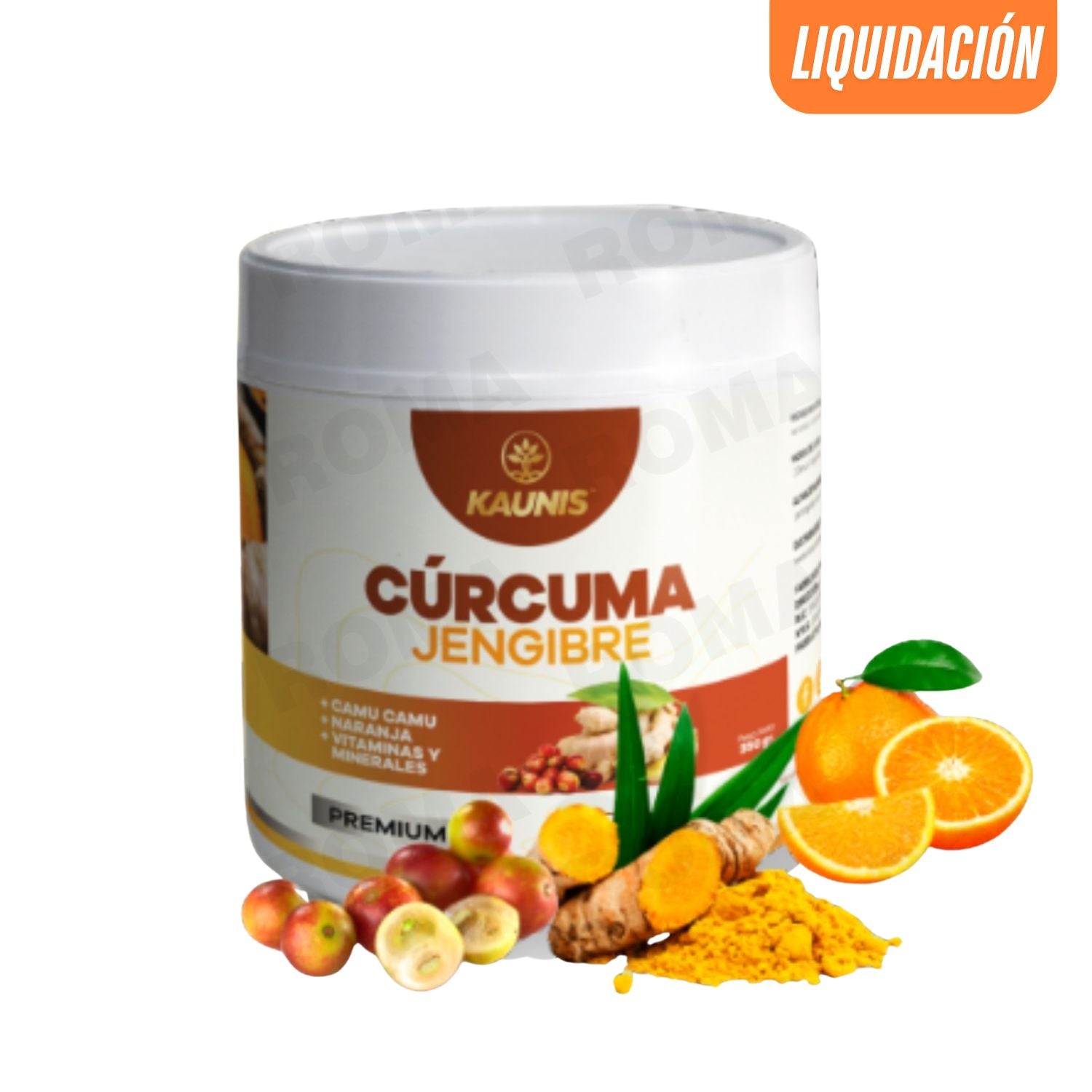 CURCUMA JENGIBRE CAMU CAMU + NARANJA+ VITAMINAS Y MINERALES 350G
