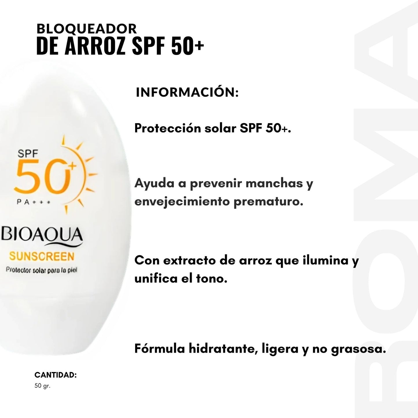BLOQUEADOR DE ARROZ SPF50+ 50G BIOAQUA