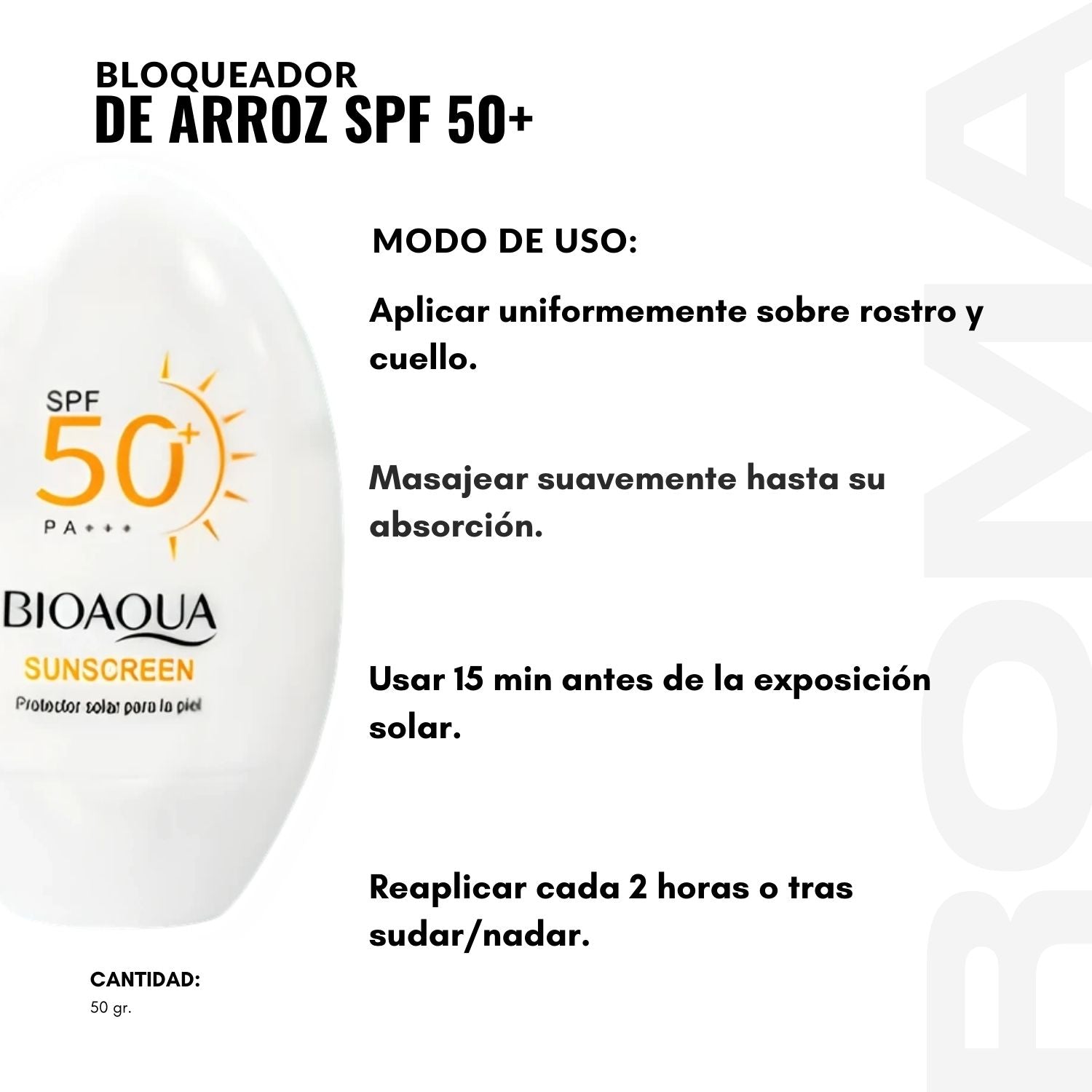 BLOQUEADOR DE ARROZ SPF50+ 50G BIOAQUA
