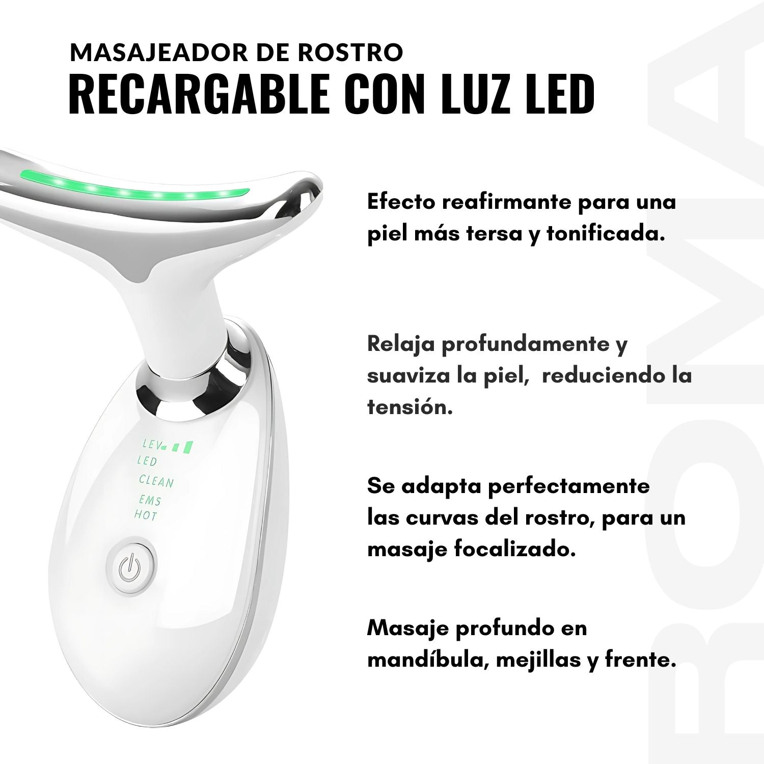 MASAJEADOR DE ROSTRO RECARGABLE CON LUZ LED