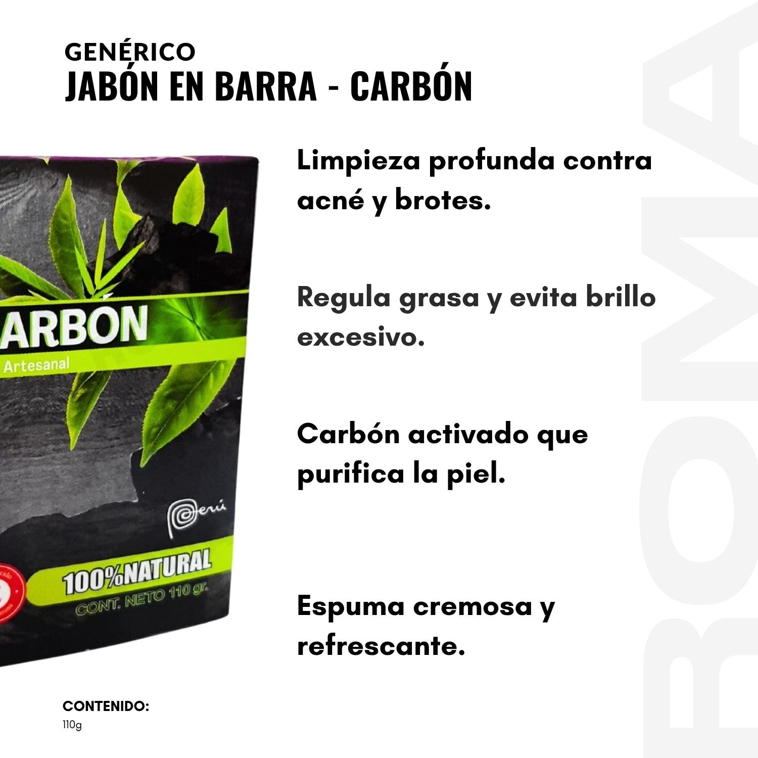 JABÓN EN BARRA DE CARBÓN ACTIVADO 110G