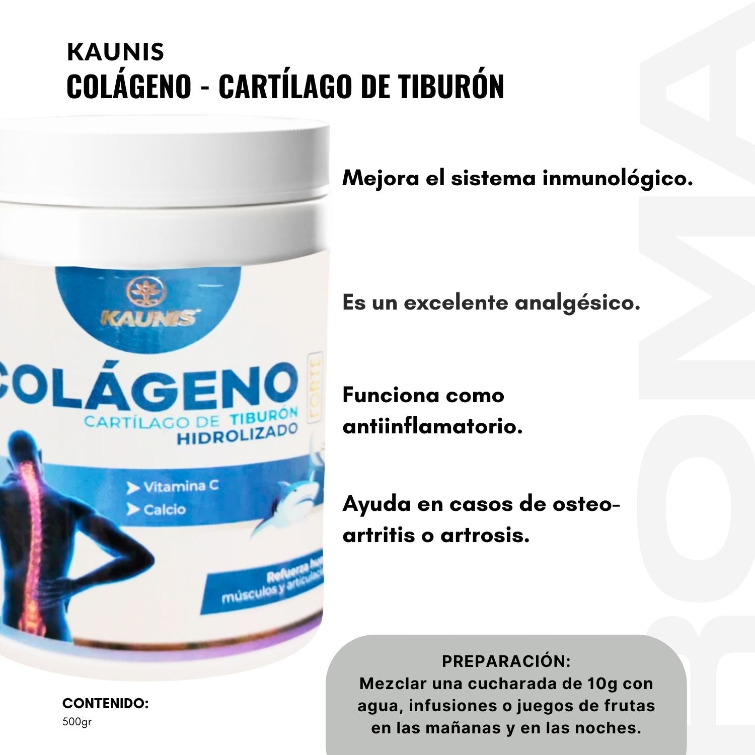 COLÁGENO HIDROLIZADO CARTÍLAGO DE TIBURÓN 500G