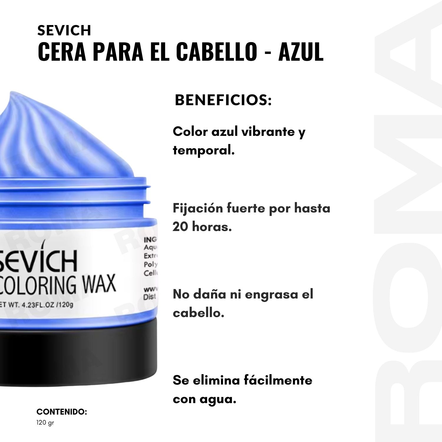 CERA PARA EL CABELLO DE COLORES SEVICH 120GR – AZUL