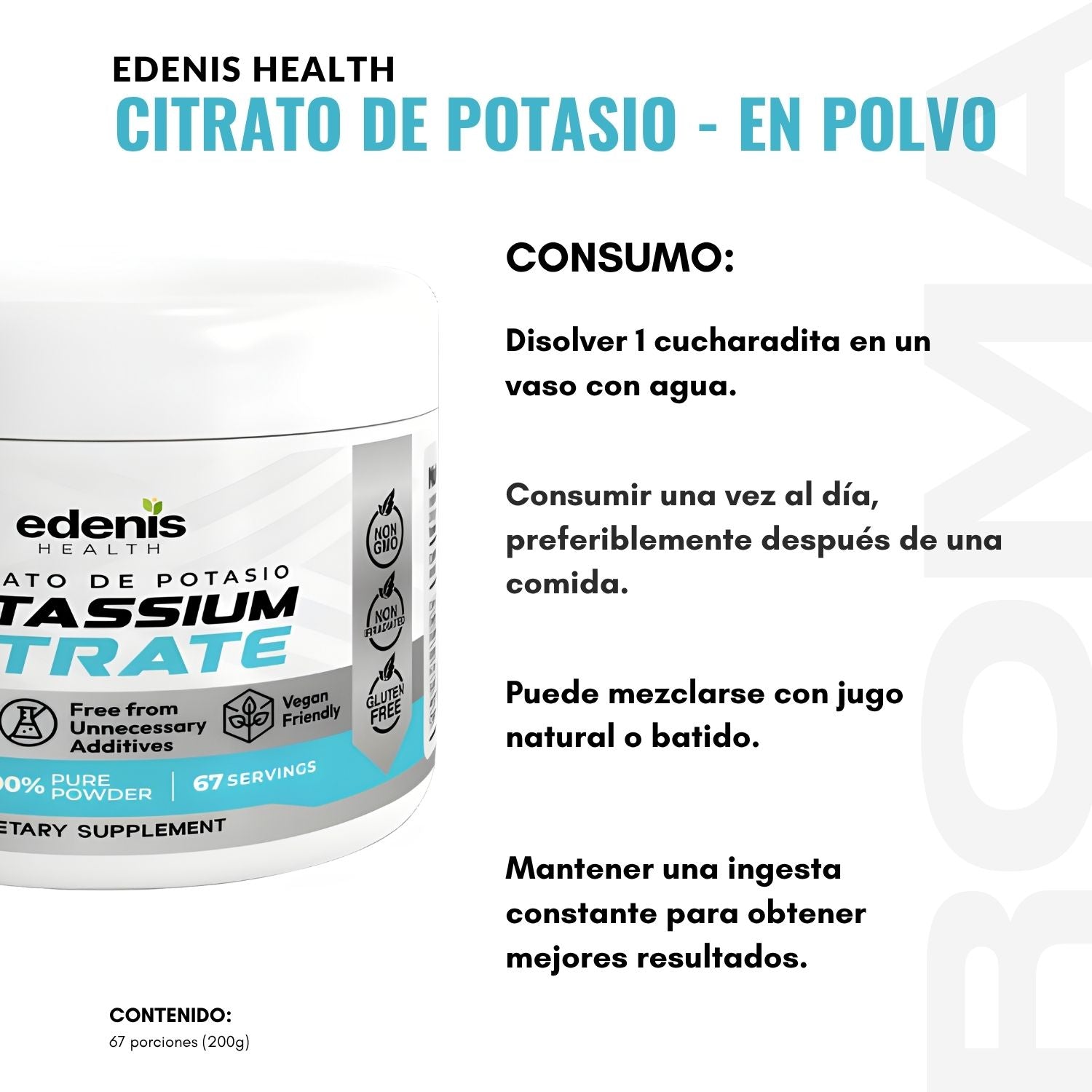CITRATO DE POTASIO 200G EN POLVO EDENIS HEALTH
