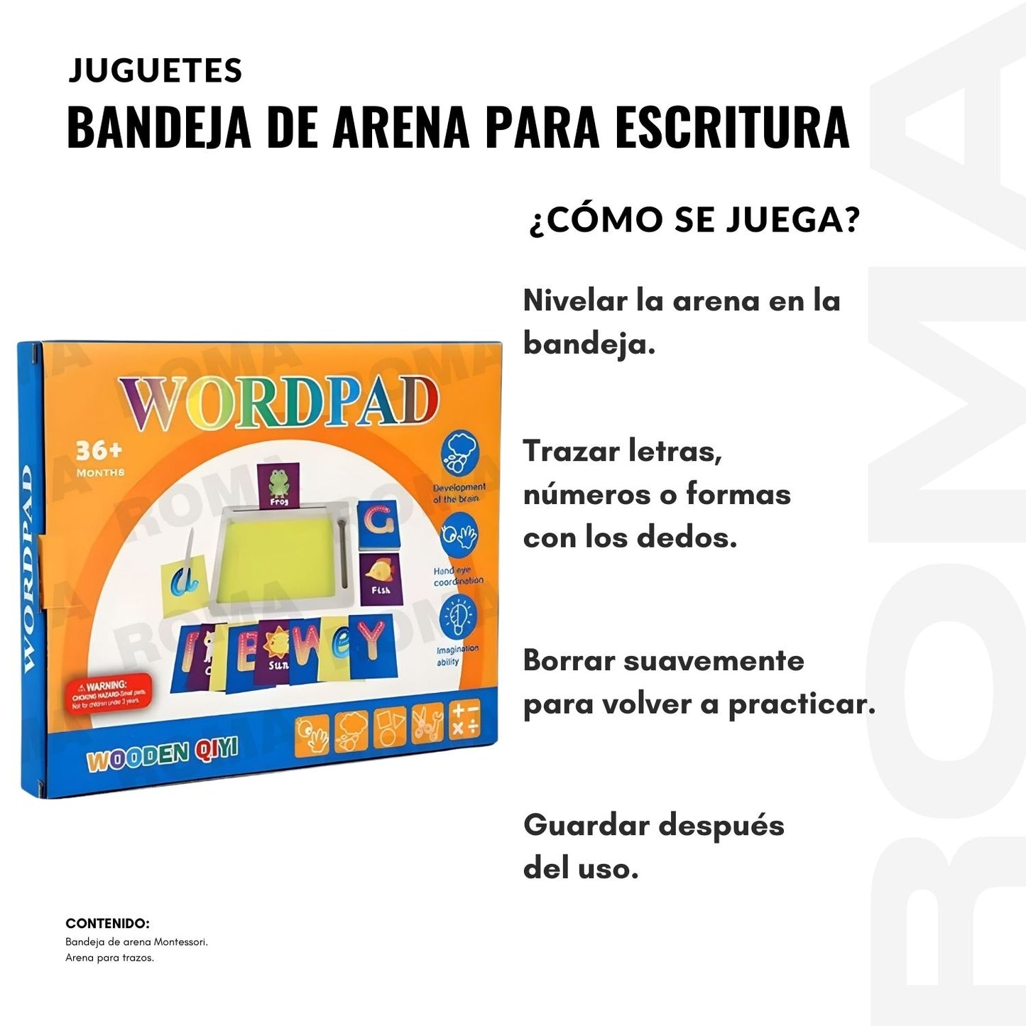 BANDEJA DE ARENA PARA ESCRITURA