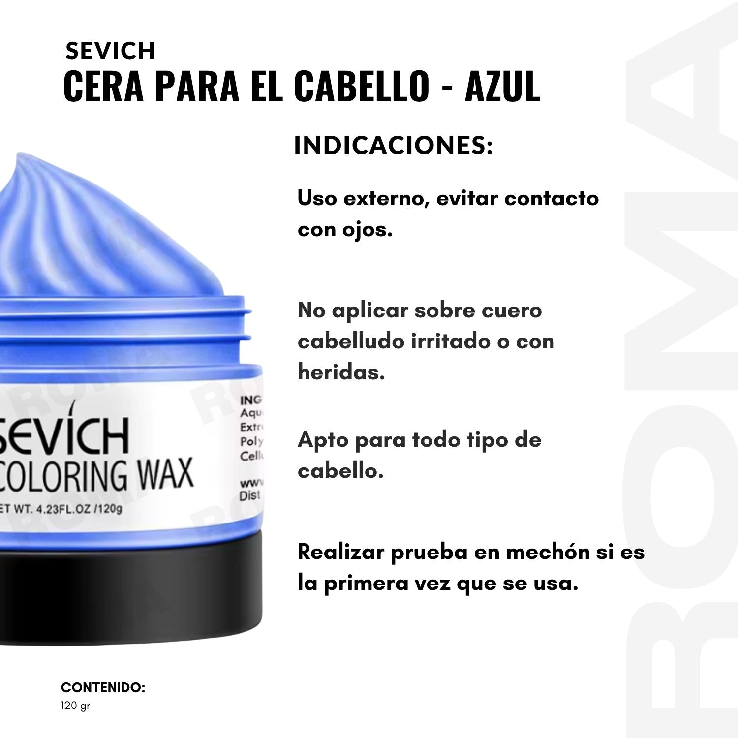 CERA PARA EL CABELLO DE COLORES SEVICH 120GR – AZUL