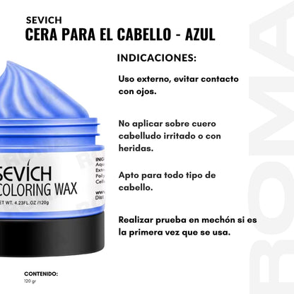 CERA PARA EL CABELLO DE COLORES SEVICH 120GR – AZUL