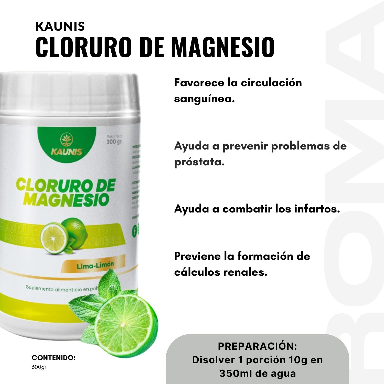 CLORURO DE MAGNESIO EN POLVO 300GR KAUNIS