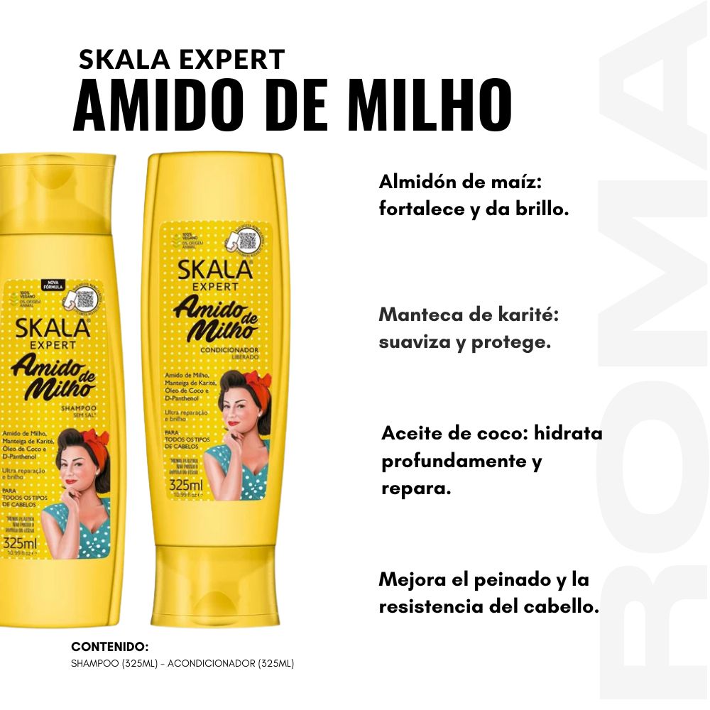 SHAMPOO + ACONDICIONADOR AMIDO DE MILHO SKALA EXPERT 325ML