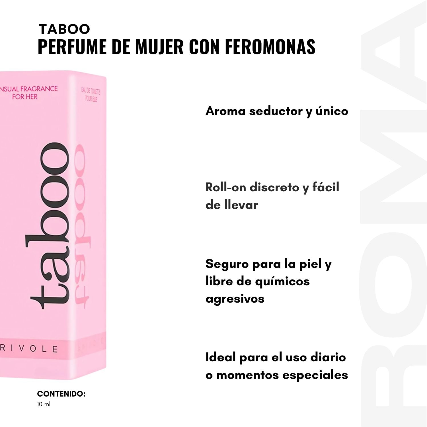 PERFUME ROSA CON FEROMONAS PARA MUJER 10ML TABOO