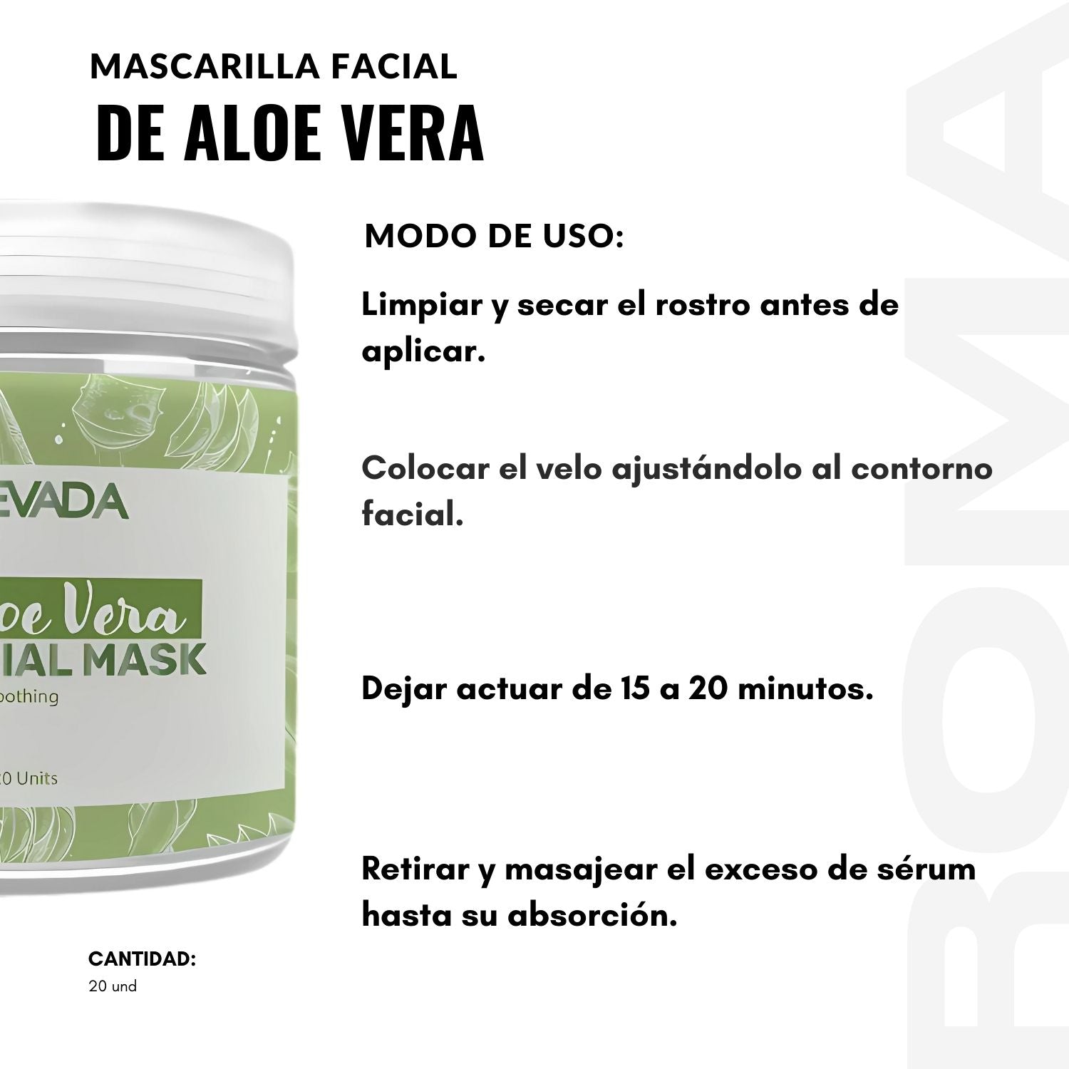 MASCARILLA FACIAL DE ALOE VERA NEVADA