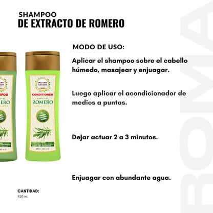 PACK SHAMPOO + ACONDICIONADOR DE EXTRACTO DE ROMERO 420ML