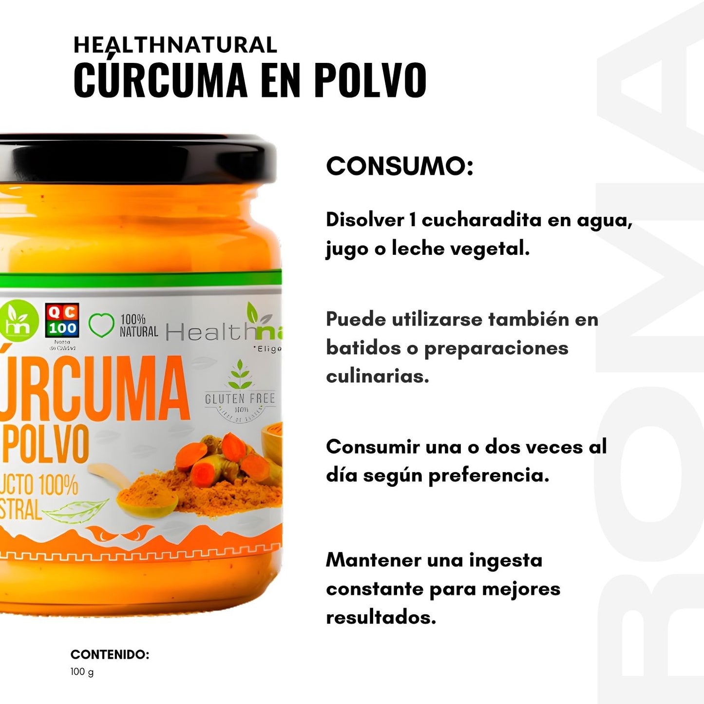 CÚRCUMA EN POLVO 100G HEALTHNATURAL