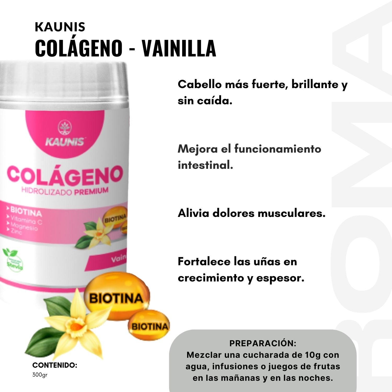 COLÁGENO HIDROLIZADO BIOTINA VAINILLA 300G