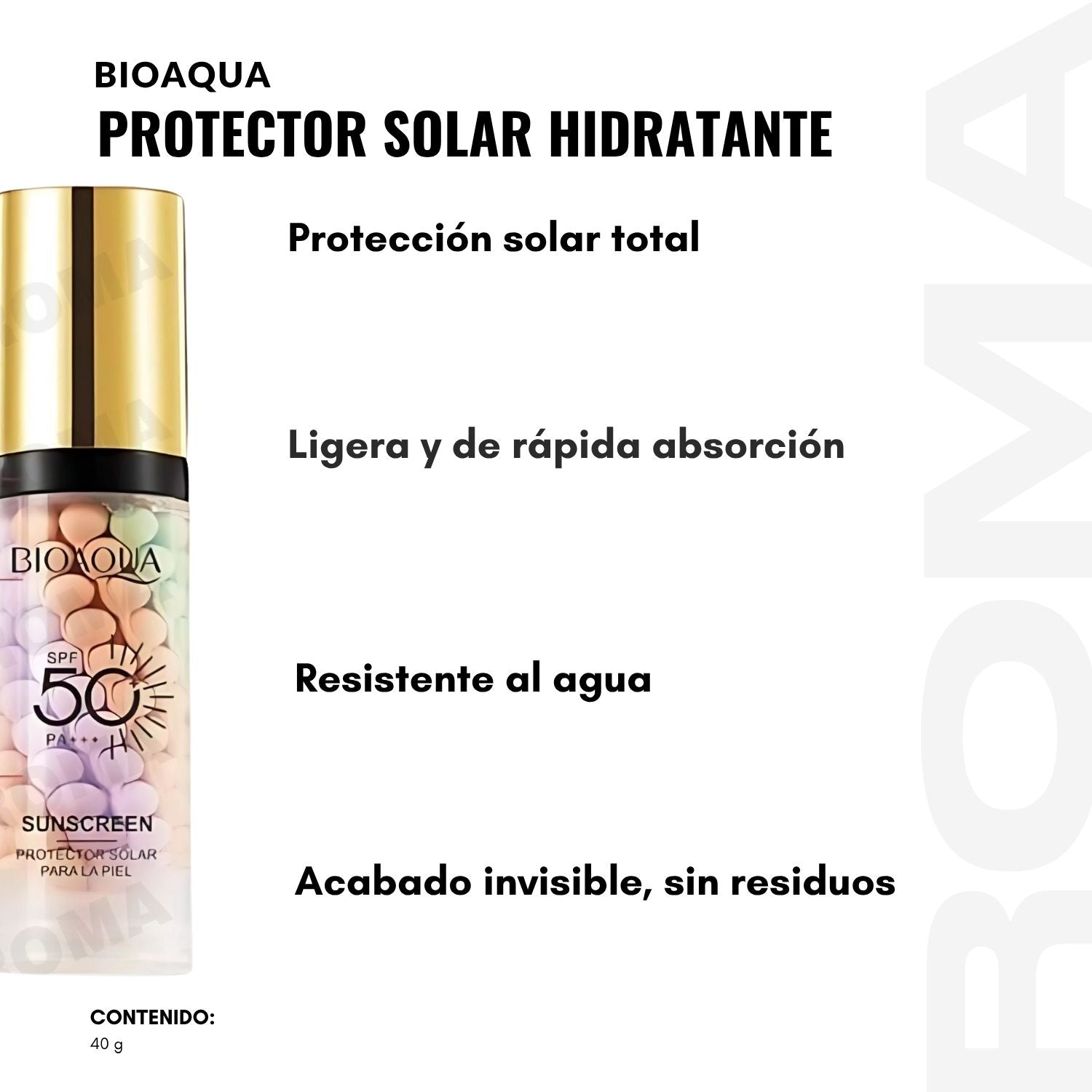 BLOQUEADOR SOLAR MULTICOLOR SPF50 BIOAQUA 40G