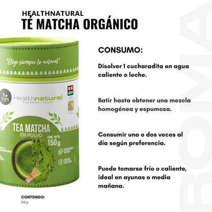 TÉ MATCHA ORGÁNICO 150G HEALTHNATURAL