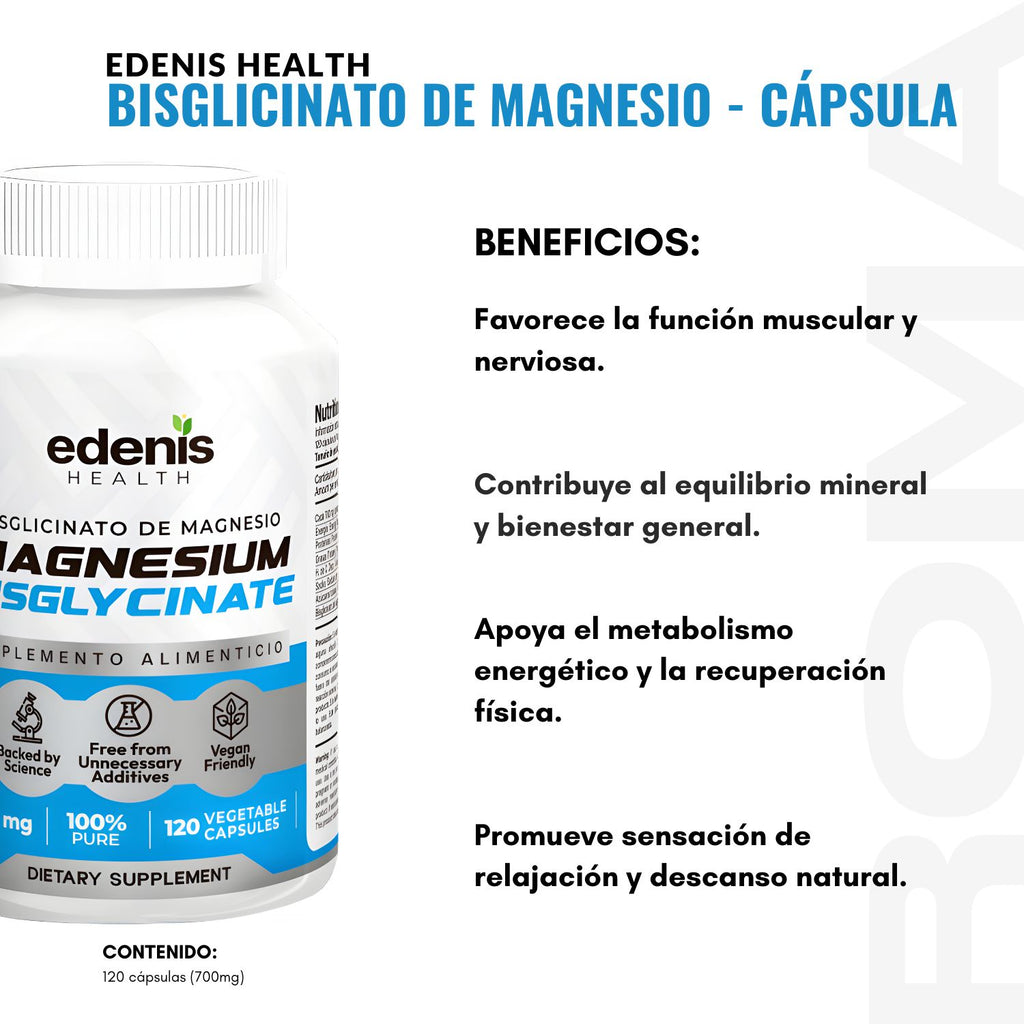 BISGLICINATO DE MAGNESIO 120 CÁPSULAS EDENIS HEALTH