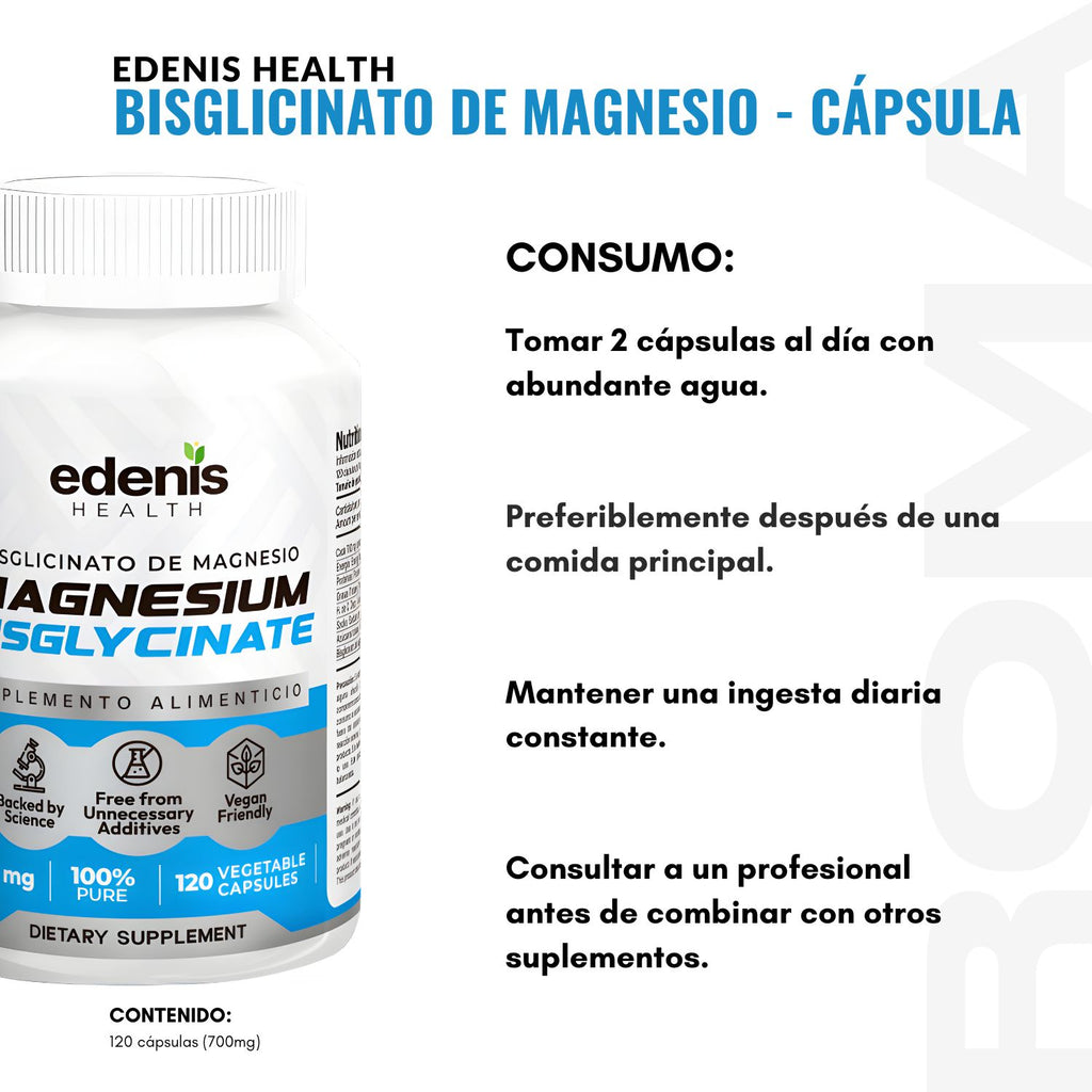BISGLICINATO DE MAGNESIO 120 CÁPSULAS EDENIS HEALTH